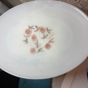 Vintage Fire-King "Fleurette" Milk Glass Serving Platter
